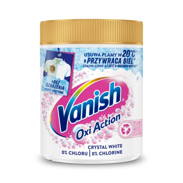 VANISH OXI ACTION WHITE baltų skalbinių dėmių šalinimo milteliai