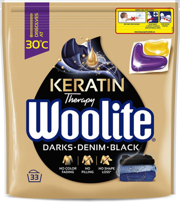 Skalbimo kapsulės WOOLITE DARKS DENIM Juodas 33 vnt
